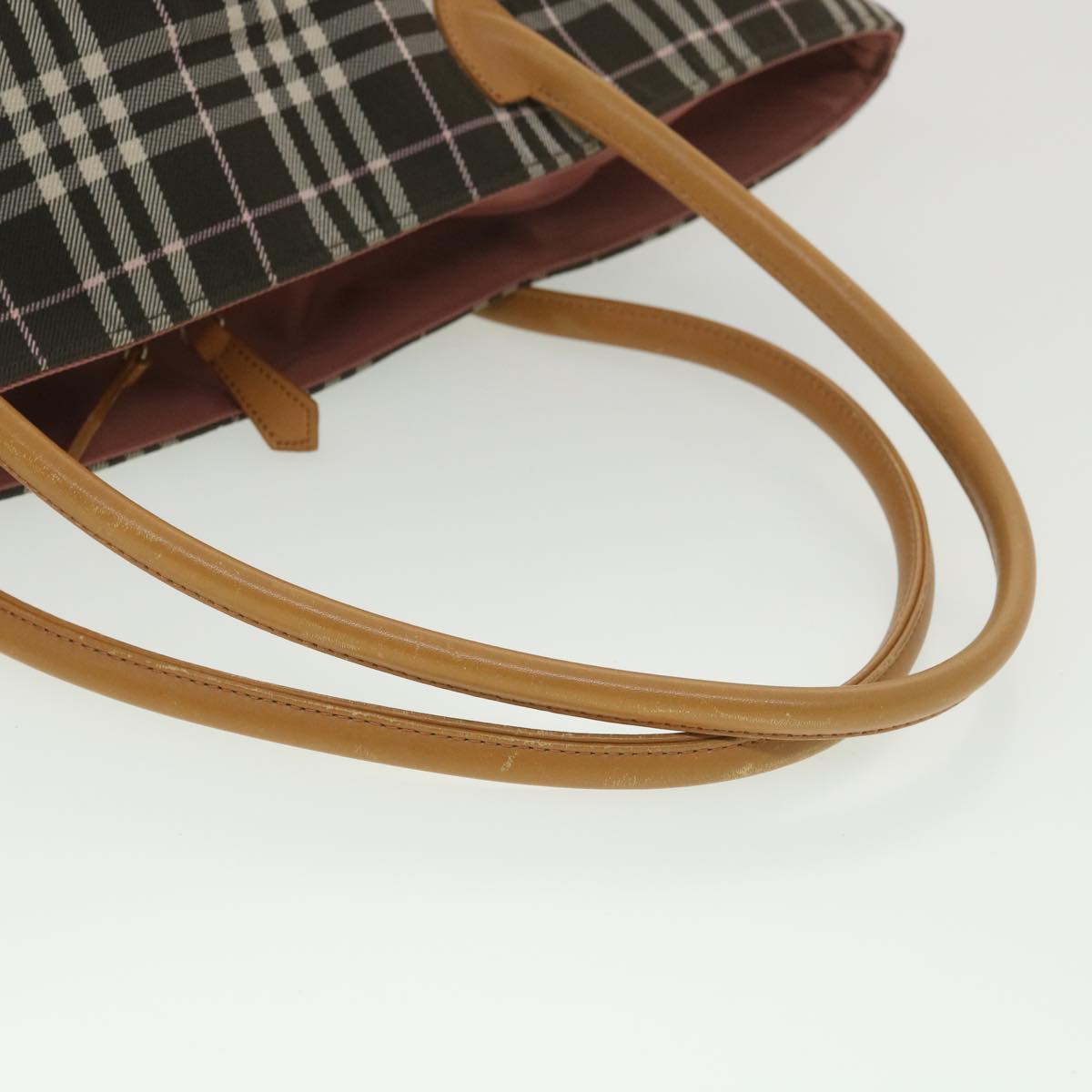 BURBERRY Nova Check Shoulder Bag Nylon Brown Auth 38662