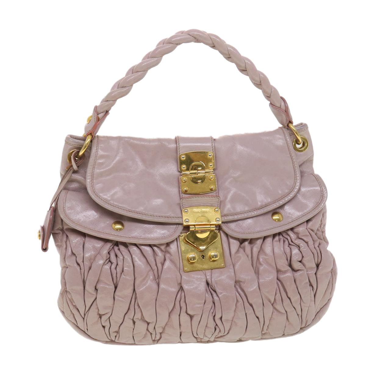 Miu Miu Shoulder Bag Leather Pink Auth 38665