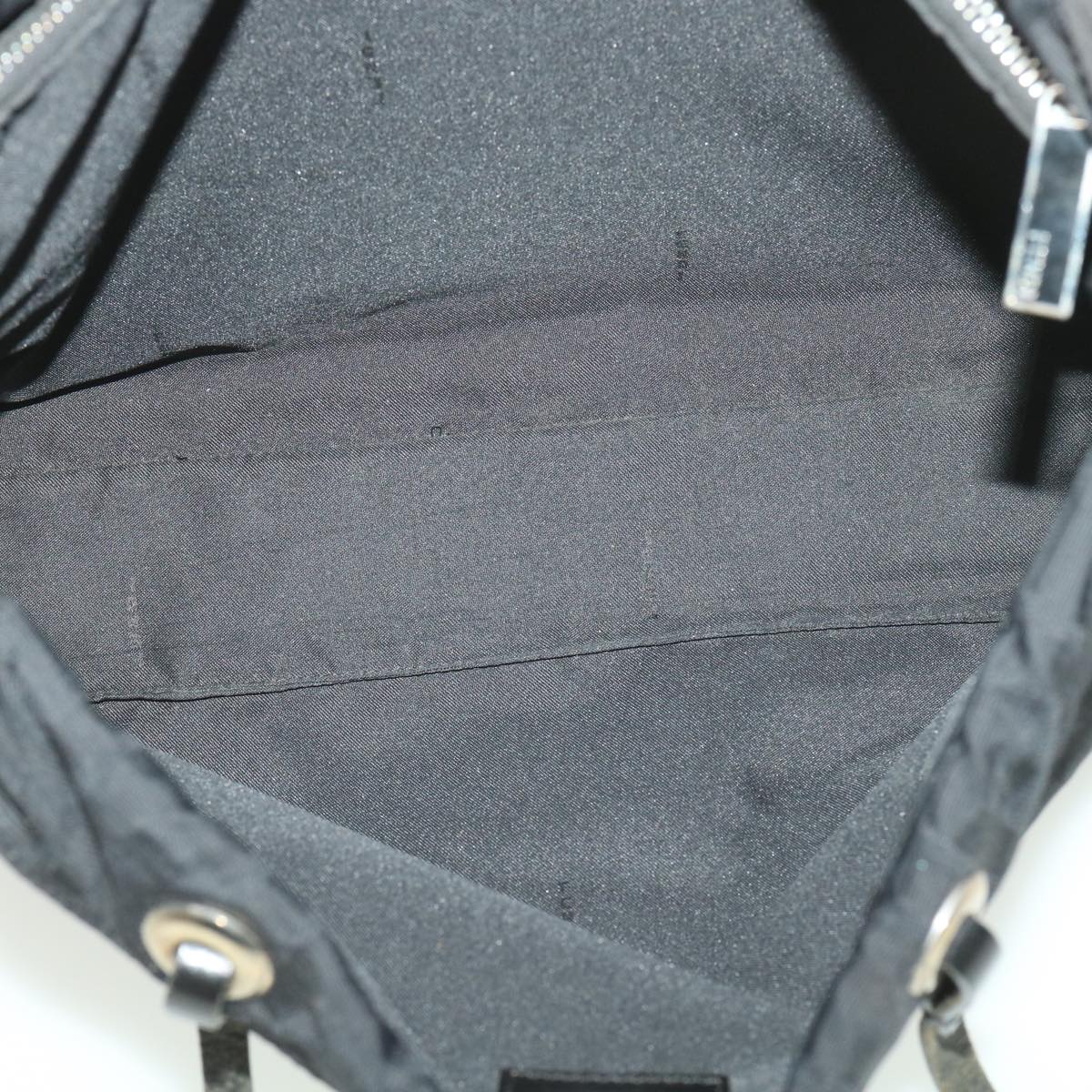 FENDI Zucca Canvas Shoulder Bag Black Auth 38666