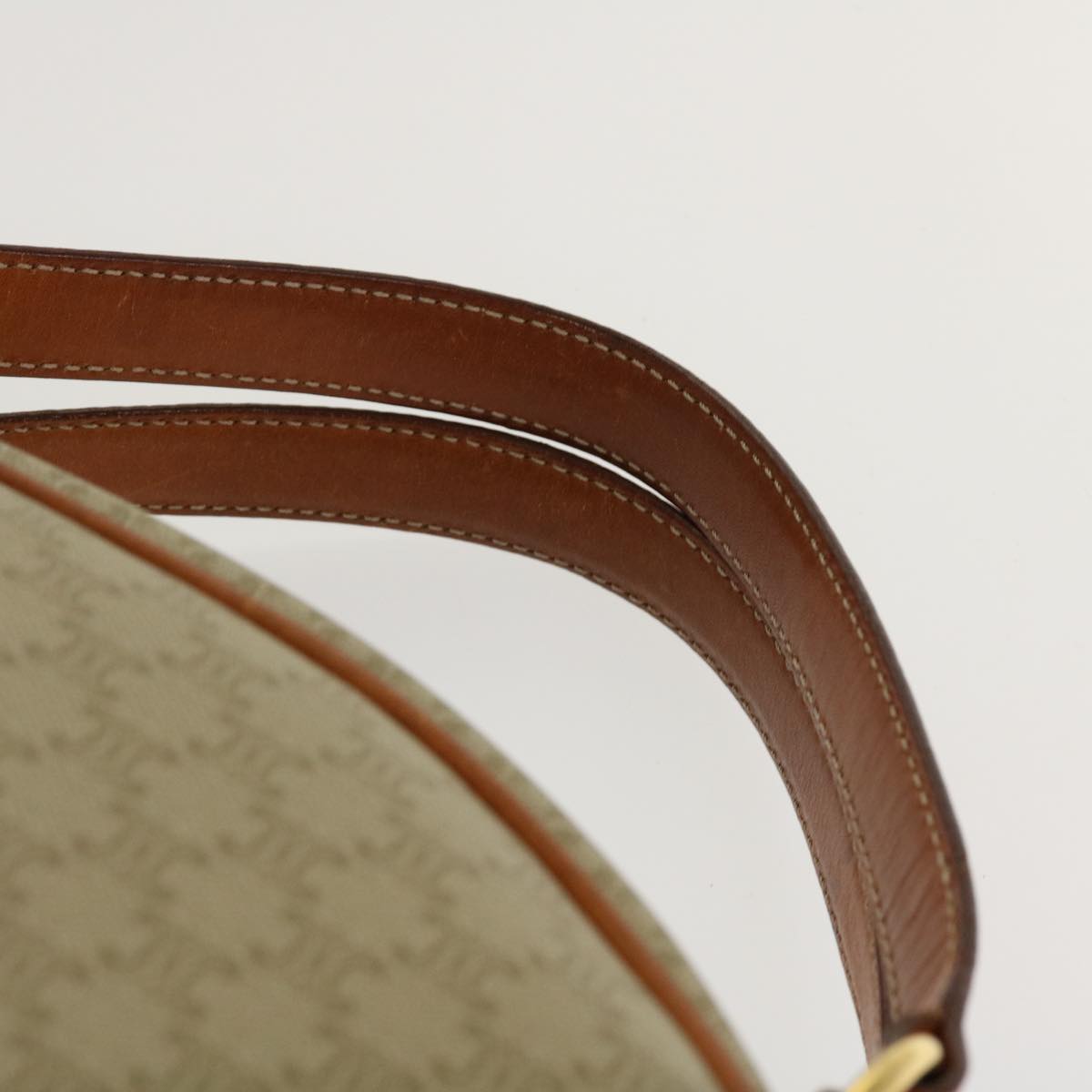 CELINE Macadam Canvas Hand Bag PVC Leather Beige Auth 38694