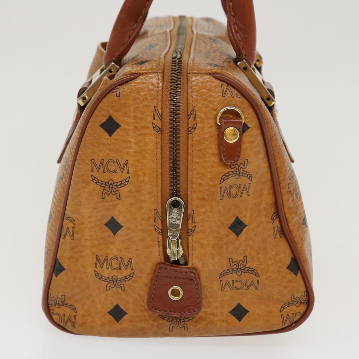 MCM Visest Hand Bag PVC Leather Brown Auth 38696