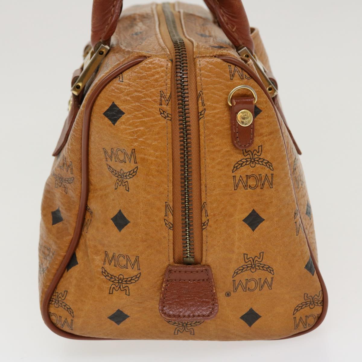 MCM Visest Hand Bag PVC Leather Brown Auth 38696