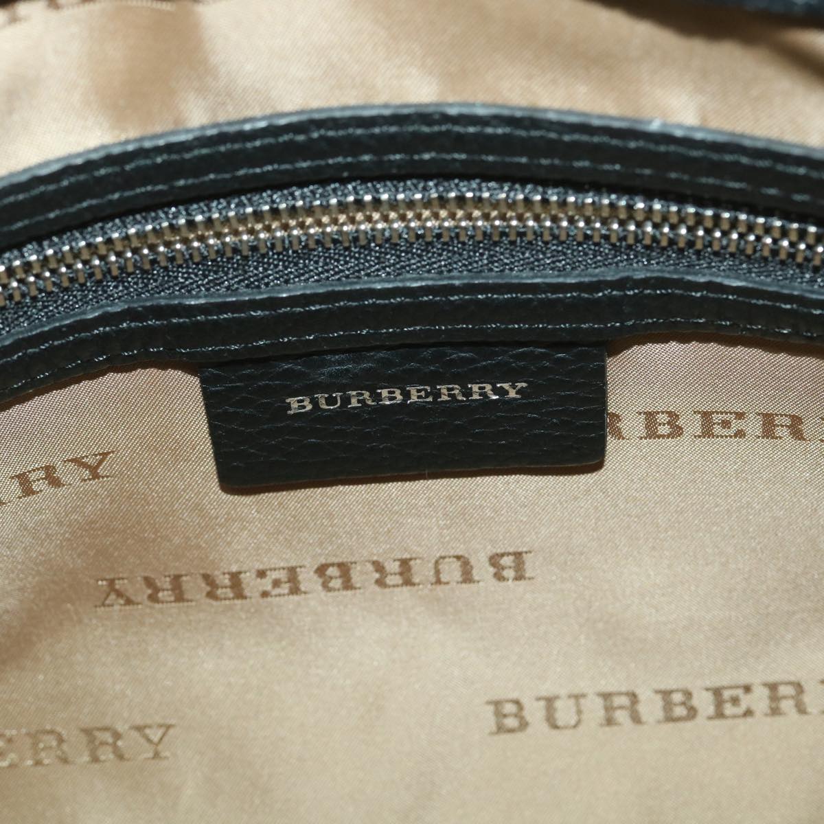 BURBERRY Shoulder Bag Nylon Beige Black Auth 38697