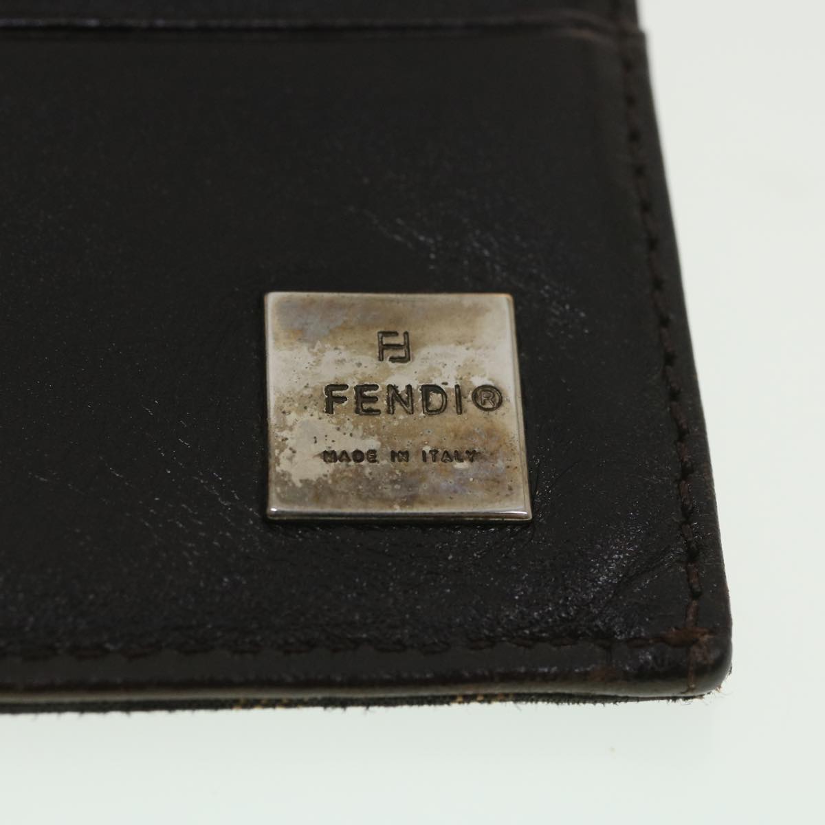 FENDI Zucca Canvas Long Wallet Black Brown 2400-31133 018 Auth 38704