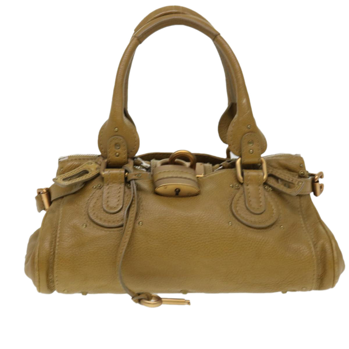 Chloe Paddington Hand Bag Leather Beige 03 06 51 5366 Auth 38736
