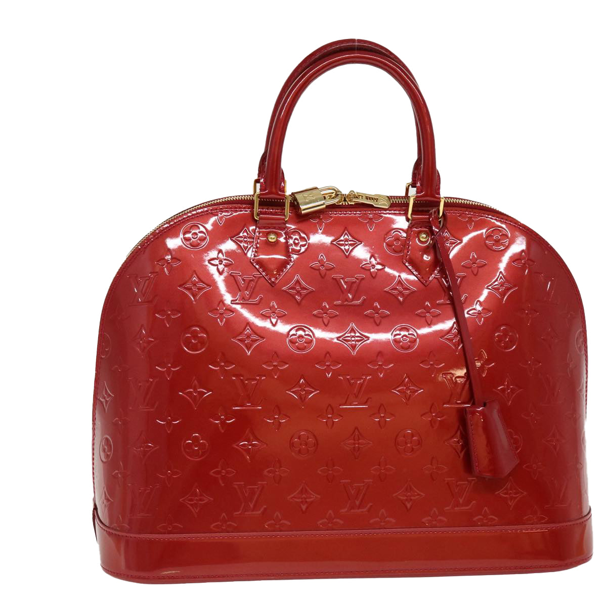 LOUIS VUITTON Monogram Vernis Alma GM Hand Bag Pomme D'amour M93596 Auth 38749