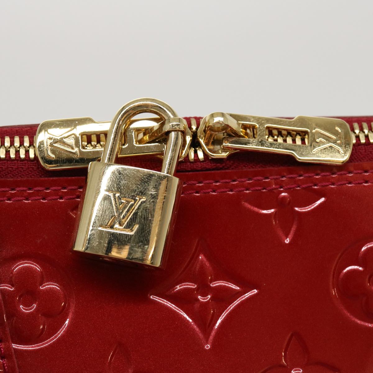 LOUIS VUITTON Monogram Vernis Alma GM Hand Bag Pomme D'amour M93596 Auth 38749