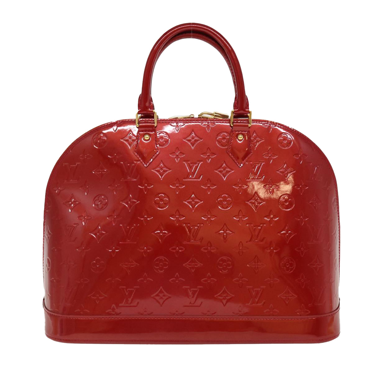 LOUIS VUITTON Monogram Vernis Alma GM Hand Bag Pomme D'amour M93596 Auth 38749 - 0