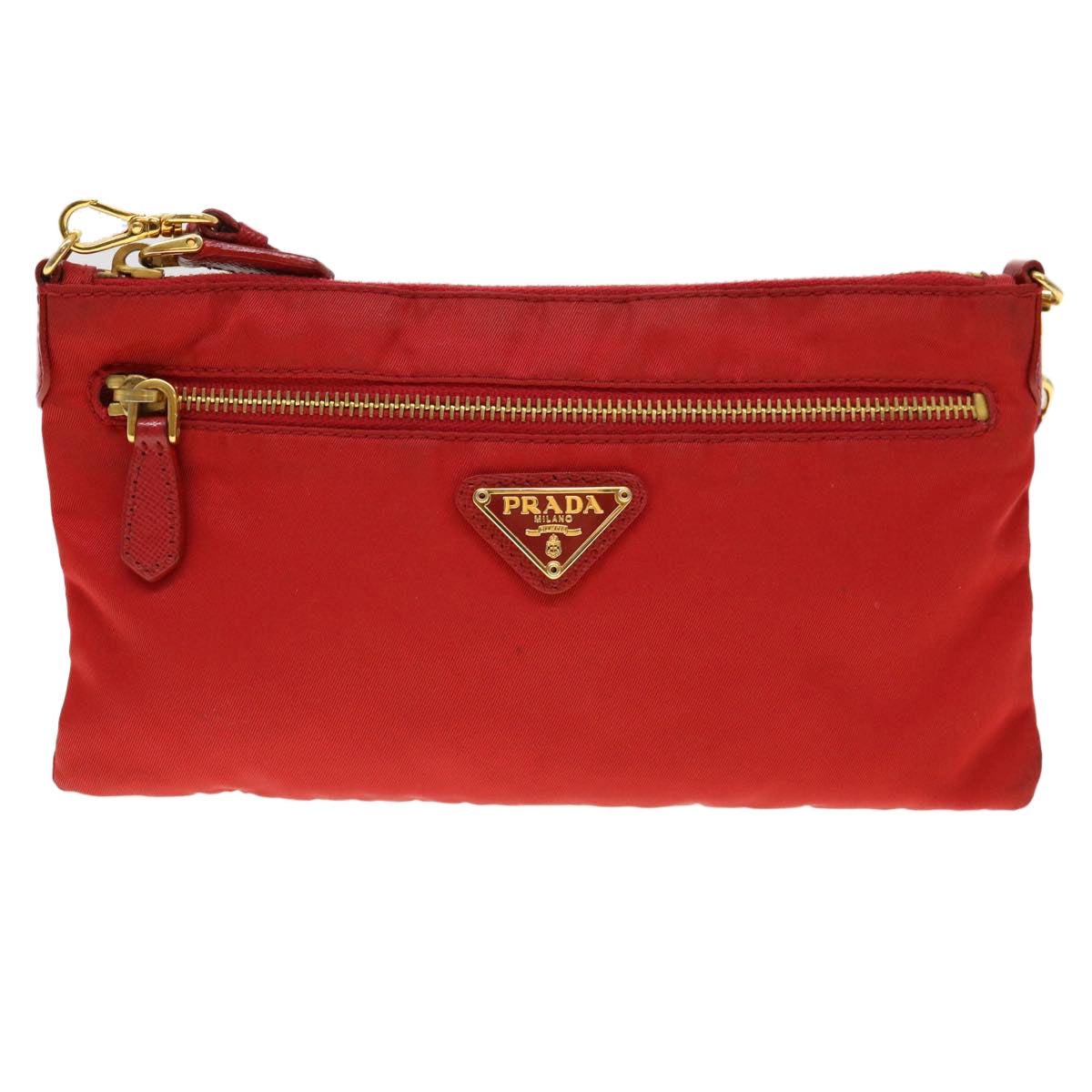 PRADA Pouch Nylon Red Auth 38773