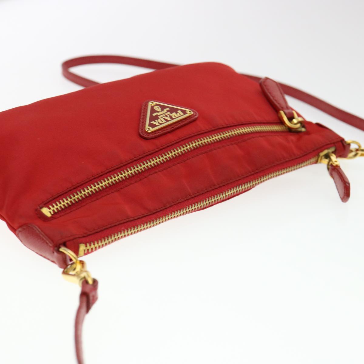 PRADA Pouch Nylon Red Auth 38773