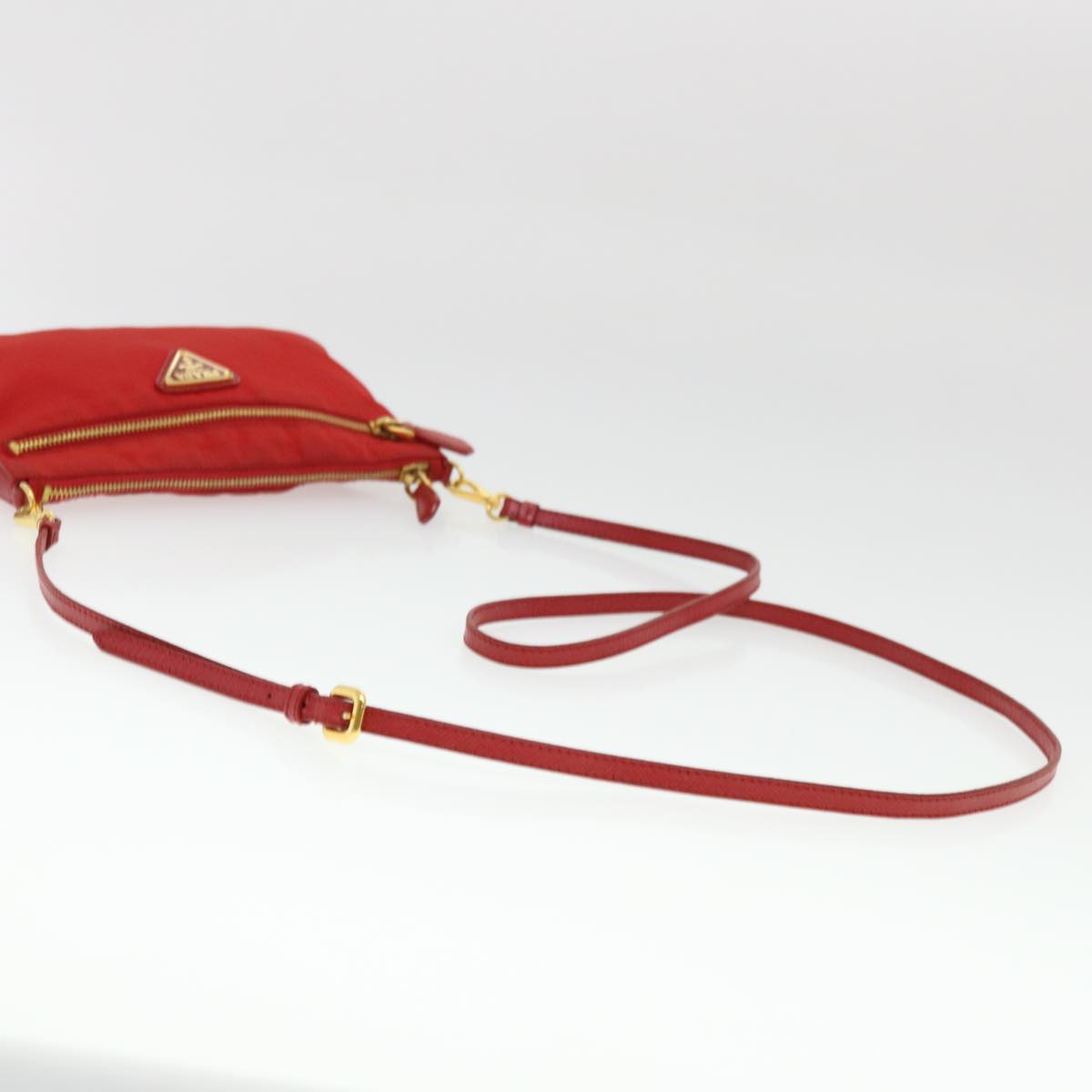 PRADA Pouch Nylon Red Auth 38773