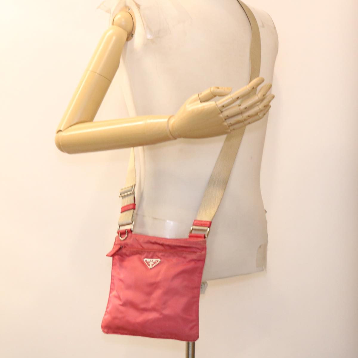 PRADA Shoulder Bag Nylon Pink Auth 38774