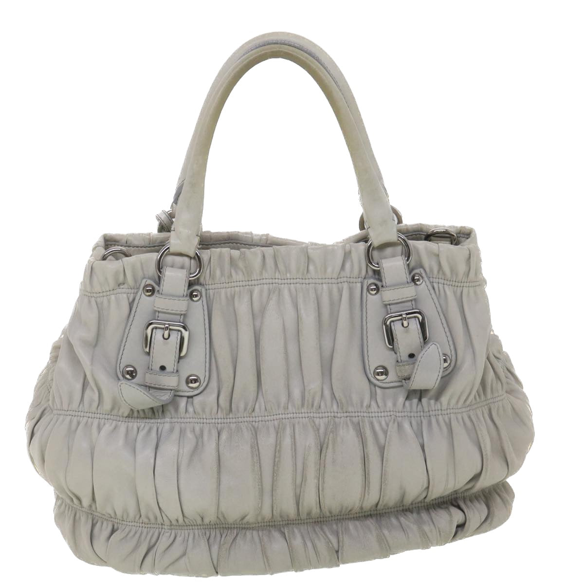 PRADA Shoulder Bag Leather 2way Gray Auth 38791 - 0