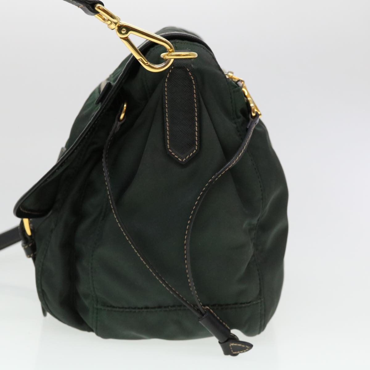 PRADA Shoulder Bag Nylon Khaki Auth 38796