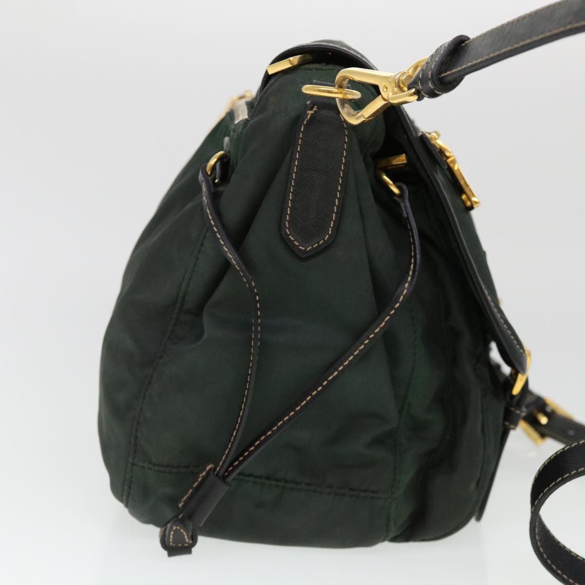 PRADA Shoulder Bag Nylon Khaki Auth 38796