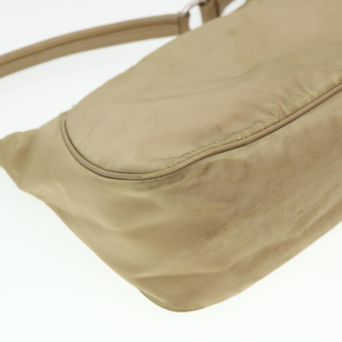 PRADA Shoulder Bag Nylon Beige Auth 38805