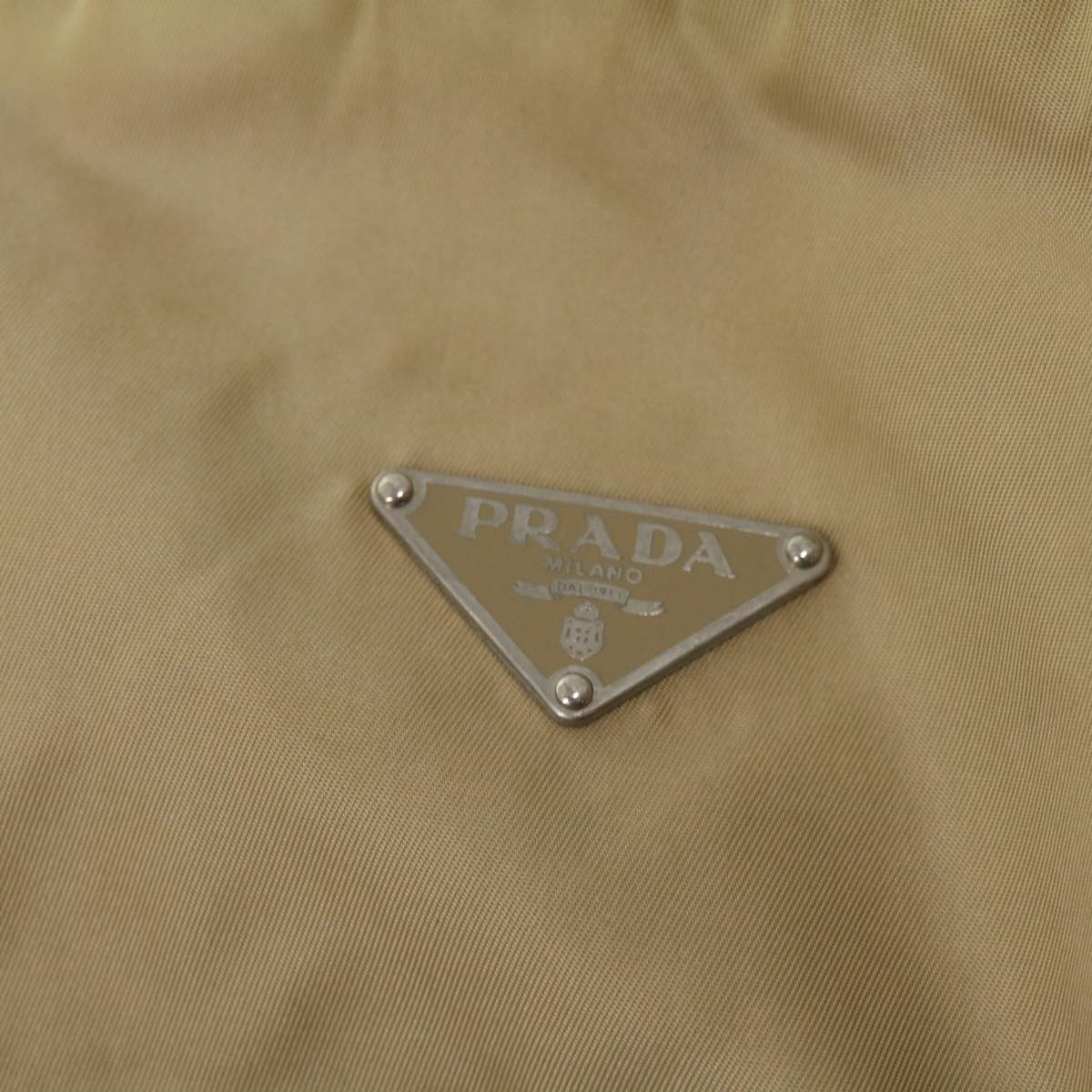 PRADA Shoulder Bag Nylon Beige Auth 38805