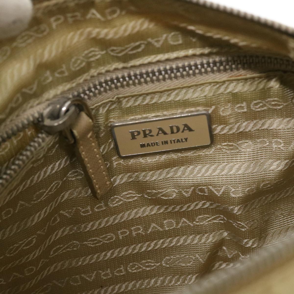 PRADA Shoulder Bag Nylon Beige Auth 38805