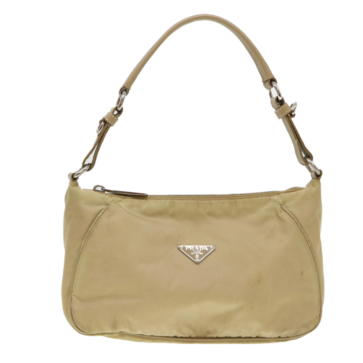 PRADA Shoulder Bag Nylon Beige Auth 38805