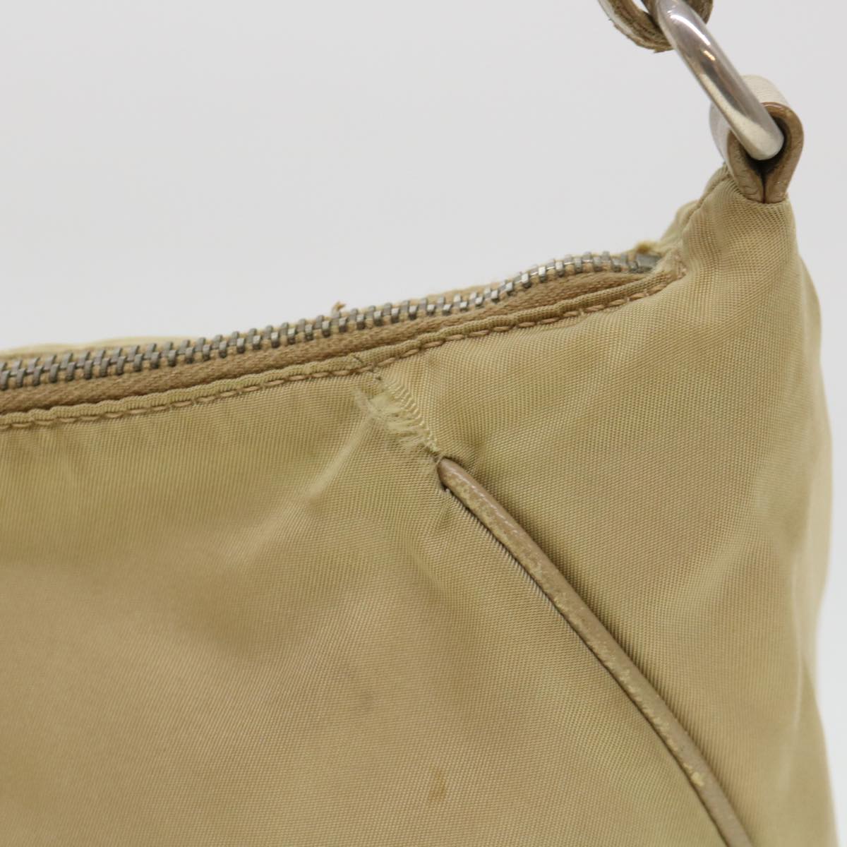 PRADA Shoulder Bag Nylon Beige Auth 38805