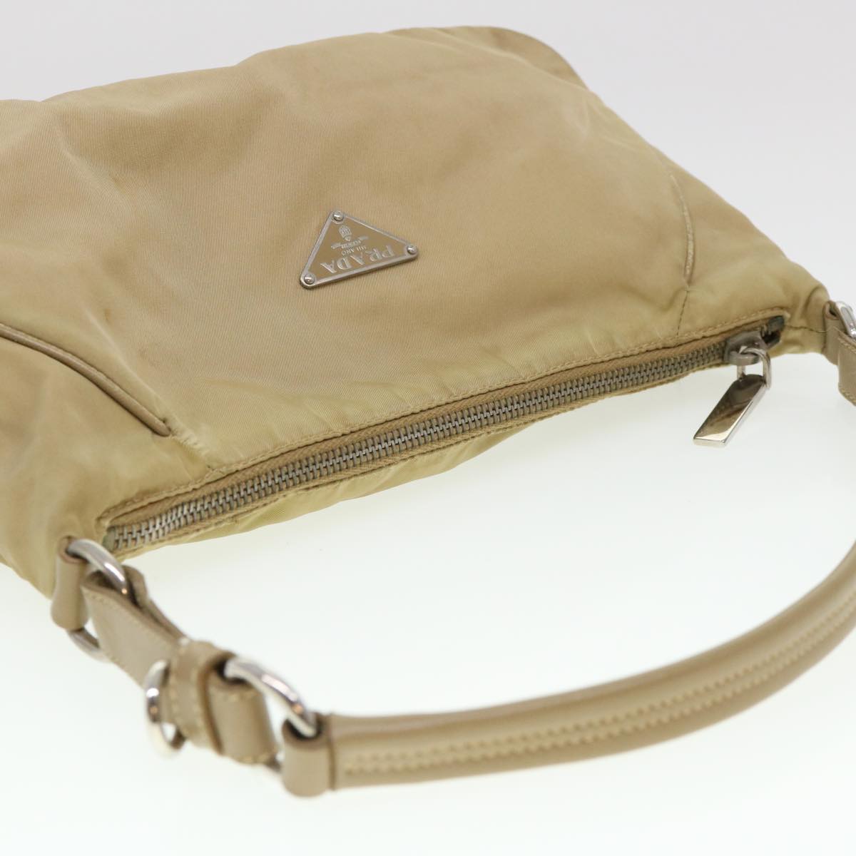 PRADA Shoulder Bag Nylon Beige Auth 38805