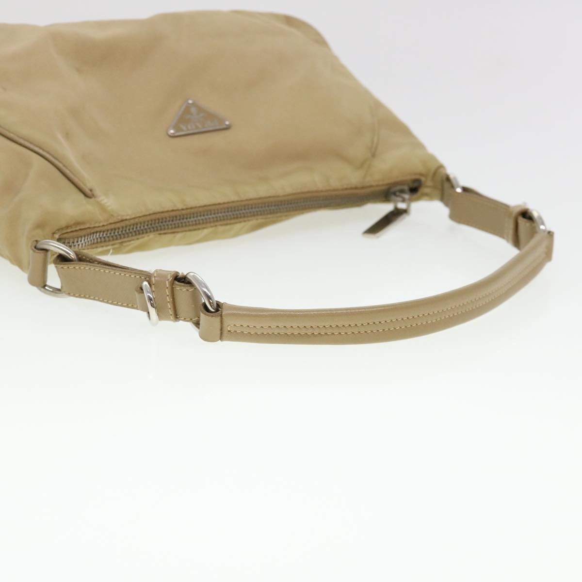 PRADA Shoulder Bag Nylon Beige Auth 38805