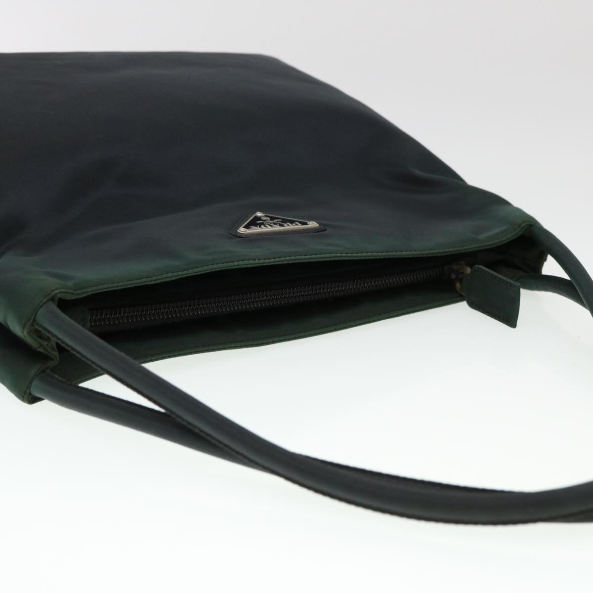 PRADA Hand Bag Nylon Green Auth 38830