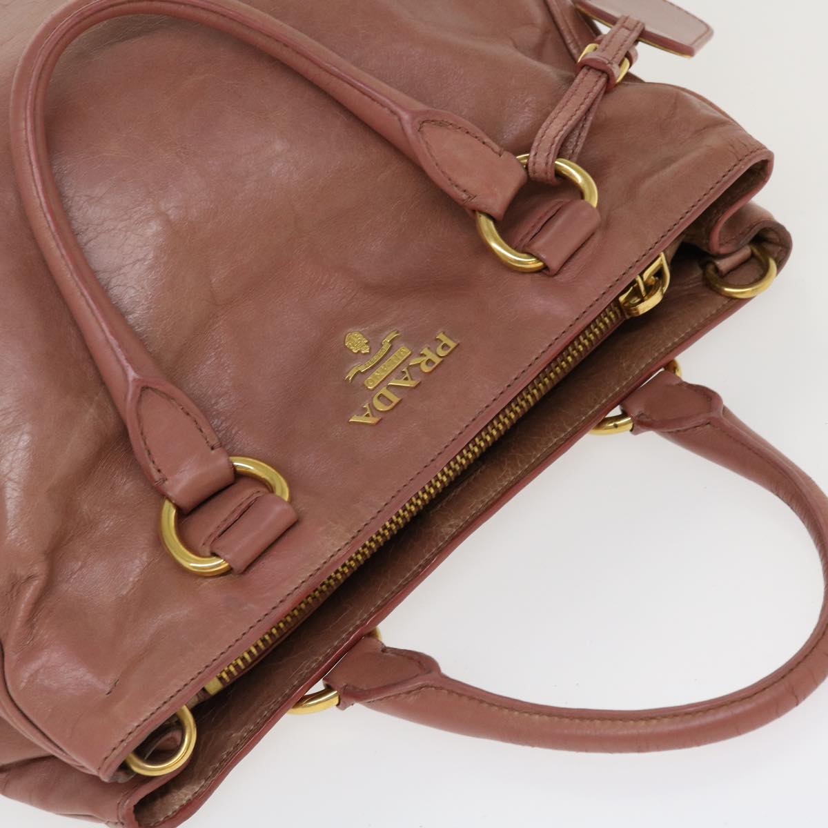 PRADA Hand Bag Leather 2way Pink Auth 38834