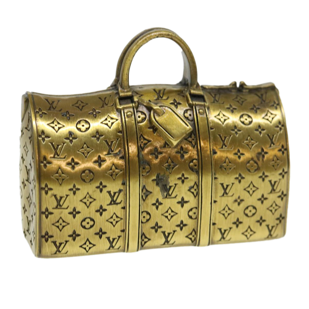 LOUIS VUITTON Keepall Motif Paper Weight Metal Gold Tone LV Auth 38854A