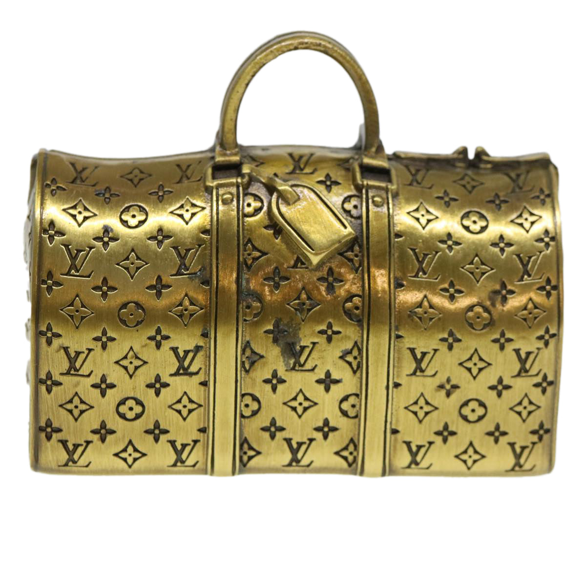 LOUIS VUITTON Keepall Motif Paper Weight Metal Gold Tone LV Auth 38854A