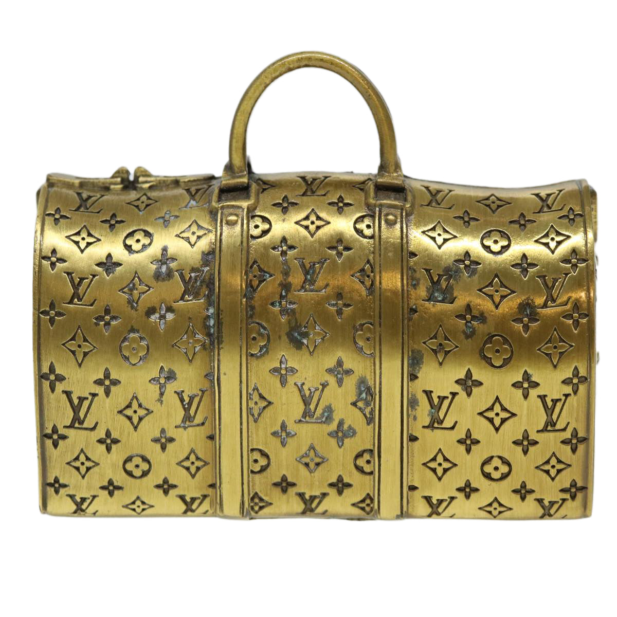 LOUIS VUITTON Keepall Motif Paper Weight Metal Gold Tone LV Auth 38854A