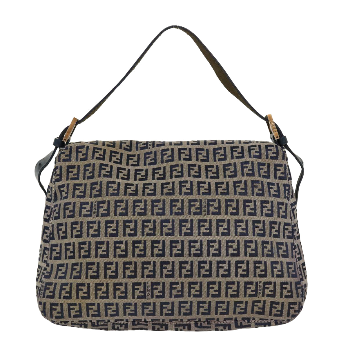 FENDI Zucchino Canvas Mamma Baguette Shoulder Bag Nylon Navy 26325 Auth 38903 - 0