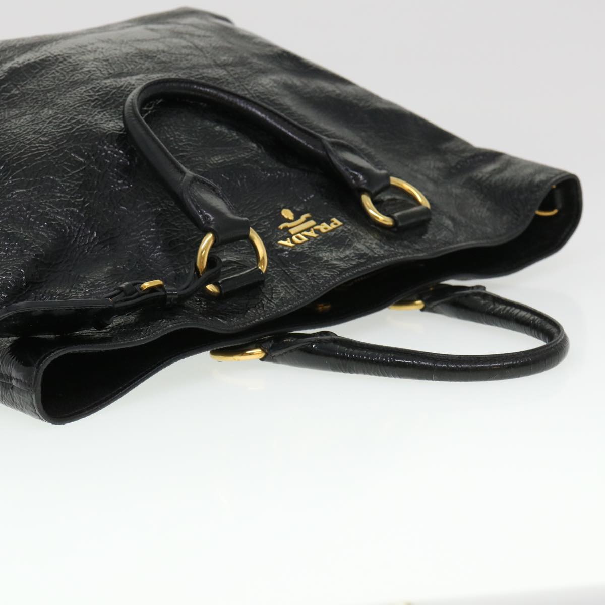 PRADA Hand Bag Leather 2way Black Auth 38907