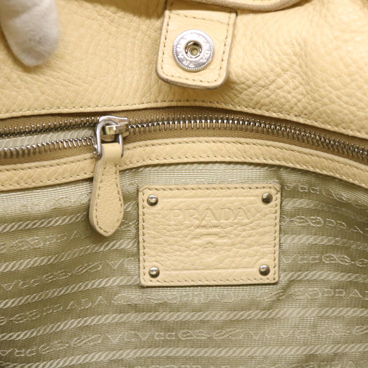 PRADA Hand Bag Leather 2way Beige Auth 38909
