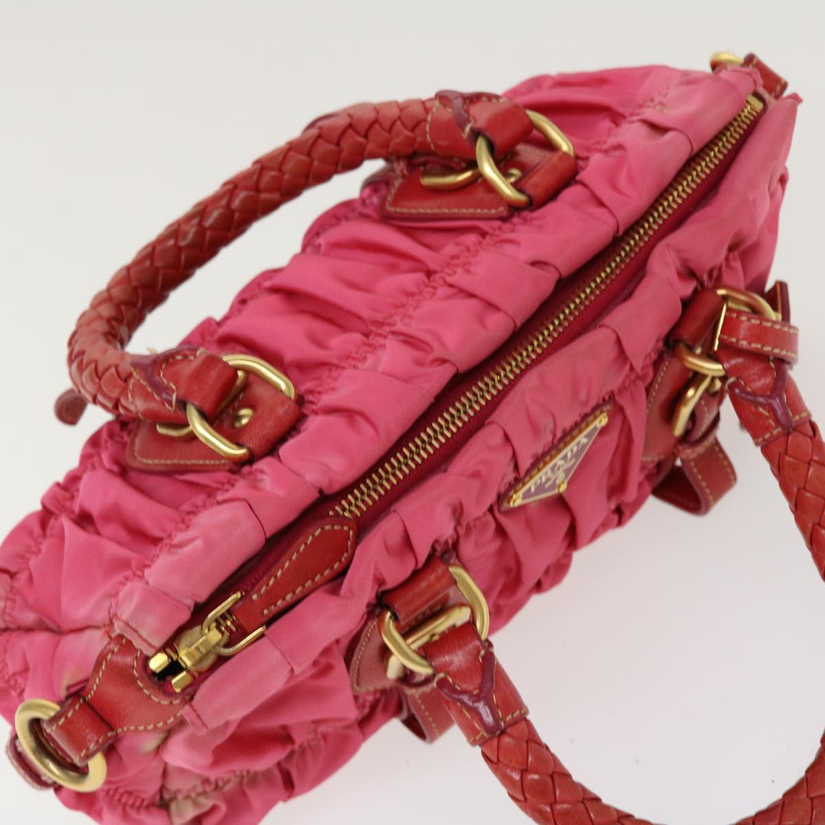 PRADA Hand Bag Nylon 2way Pink Auth 38911