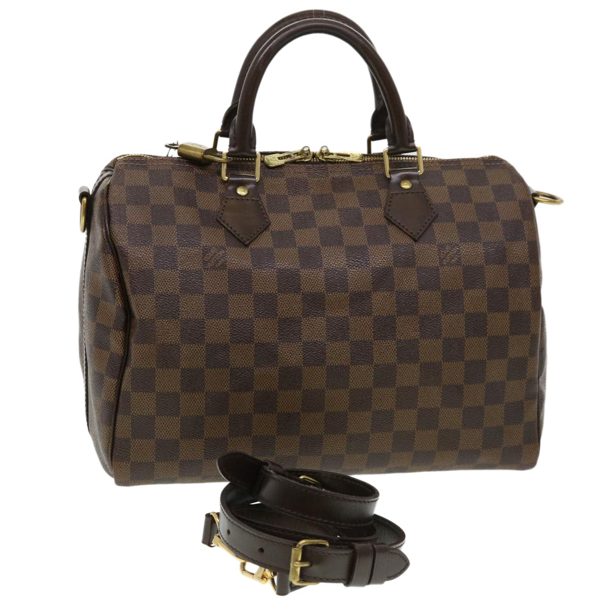 LOUIS VUITTON Damier Ebene Speedy Bandouliere 30 Hand Bag N41367 LV Auth 38914