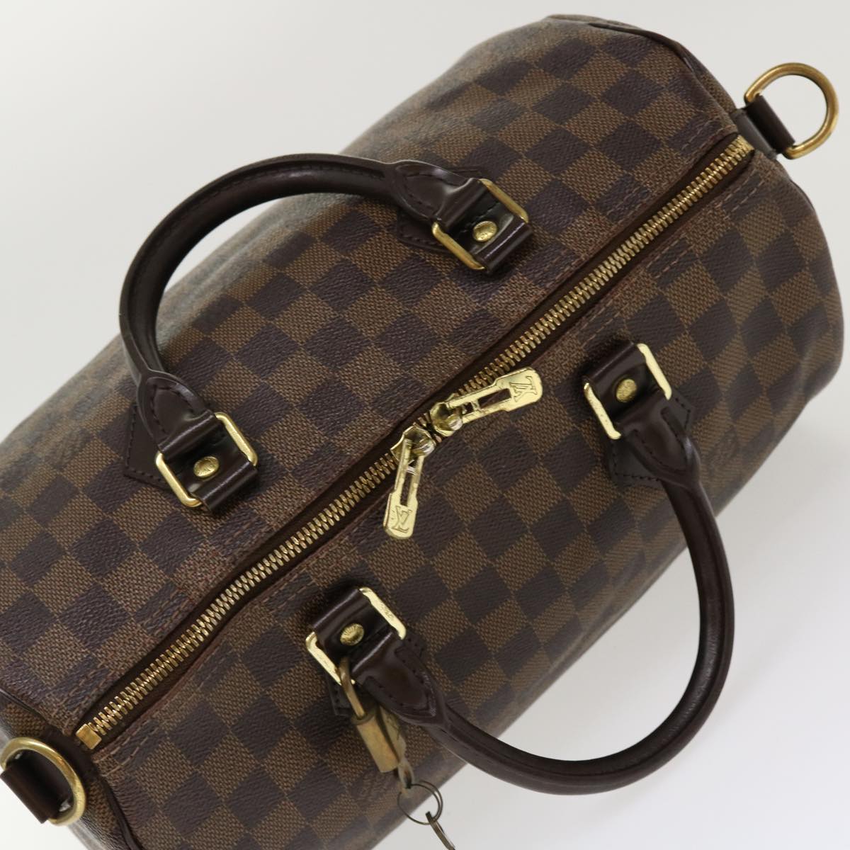 LOUIS VUITTON Damier Ebene Speedy Bandouliere 30 Hand Bag N41367 LV Auth 38914