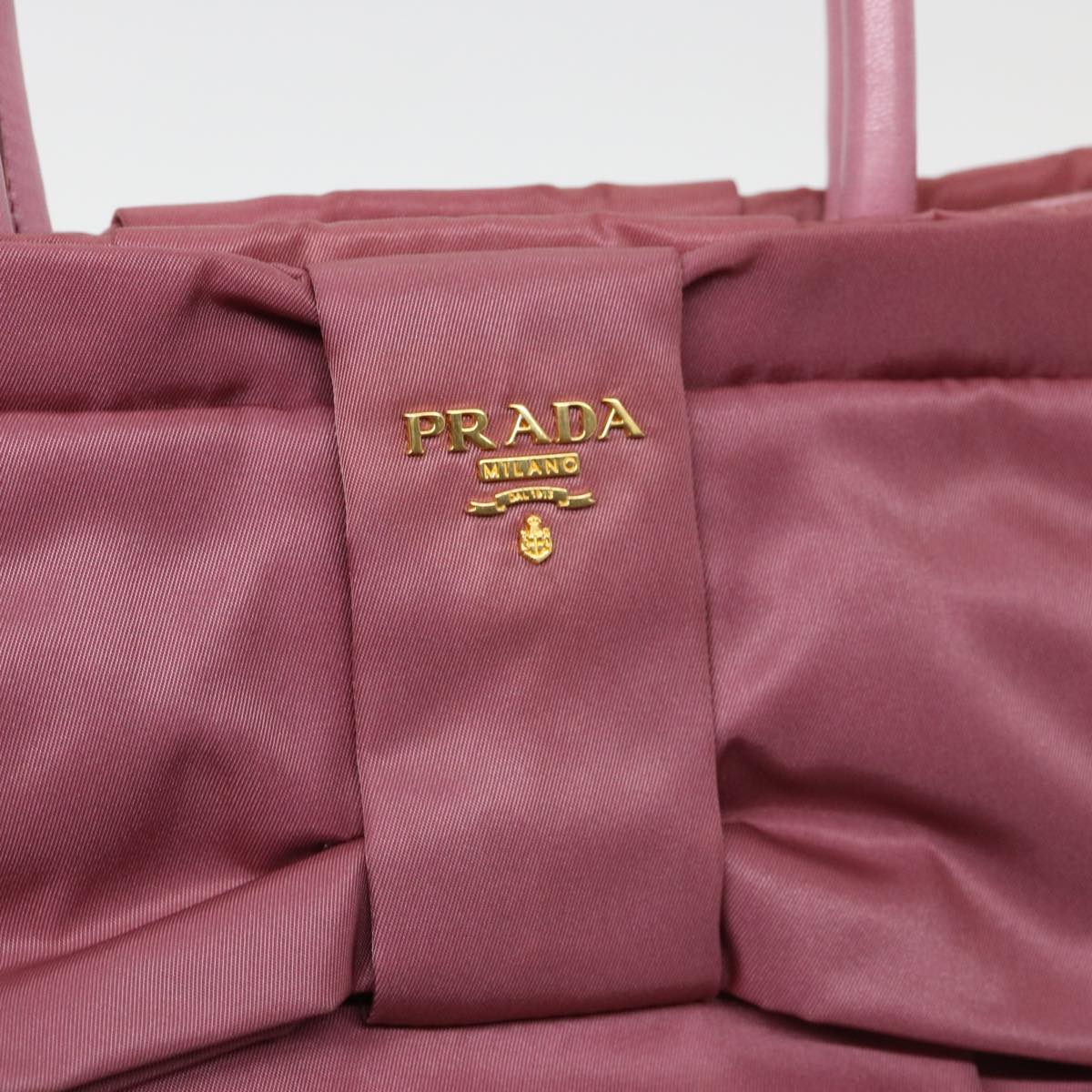 PRADA Ribbon Hand Bag Nylon Pink Auth 38917