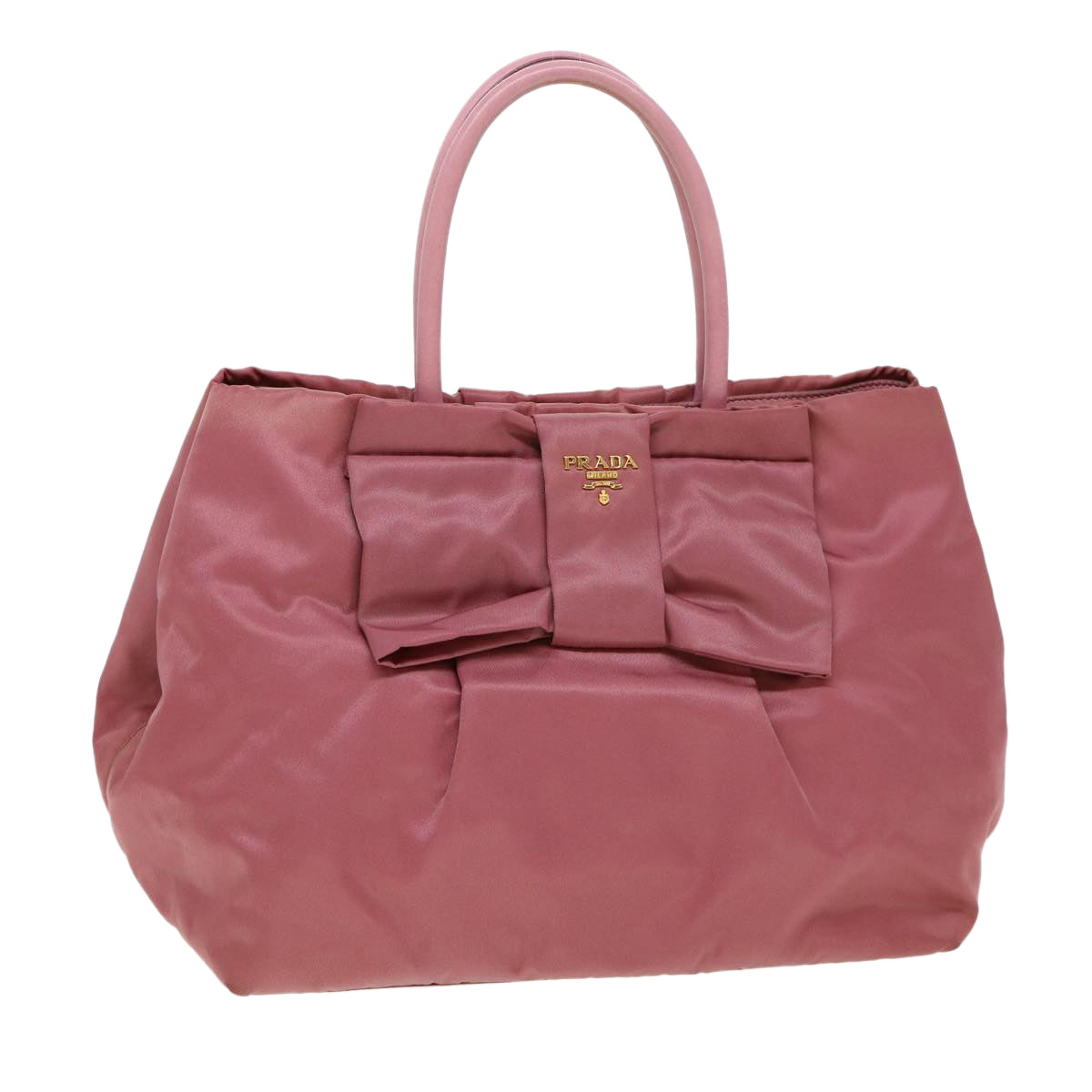 PRADA Ribbon Hand Bag Nylon Pink Auth 38917