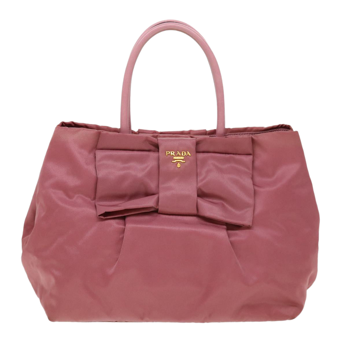 PRADA Ribbon Hand Bag Nylon Pink Auth 38917