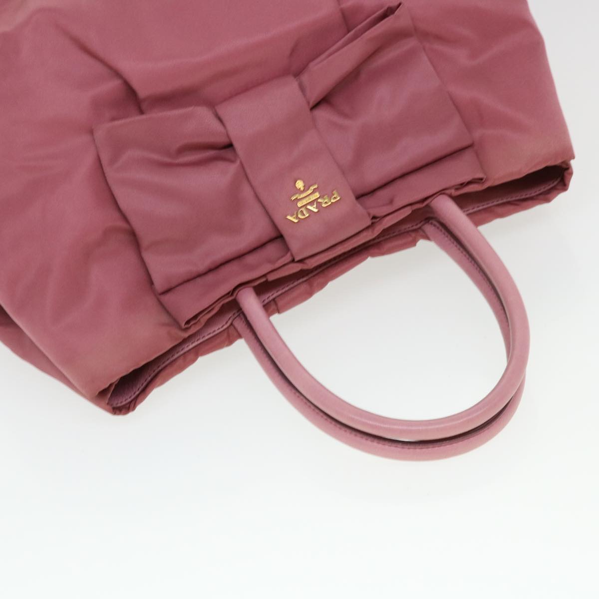 PRADA Ribbon Hand Bag Nylon Pink Auth 38917