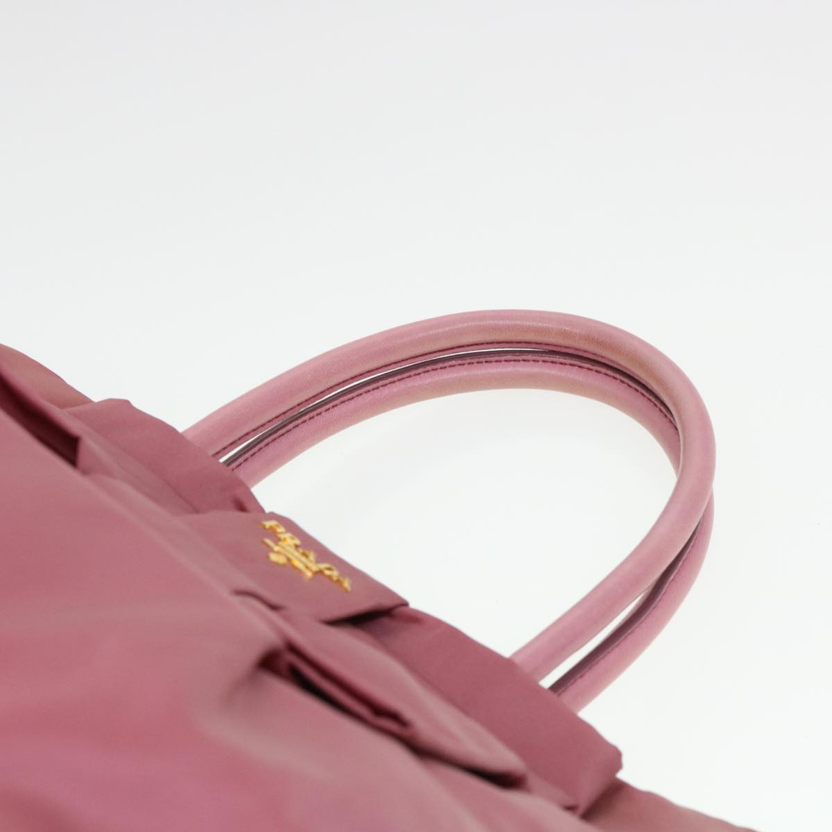 PRADA Ribbon Hand Bag Nylon Pink Auth 38917