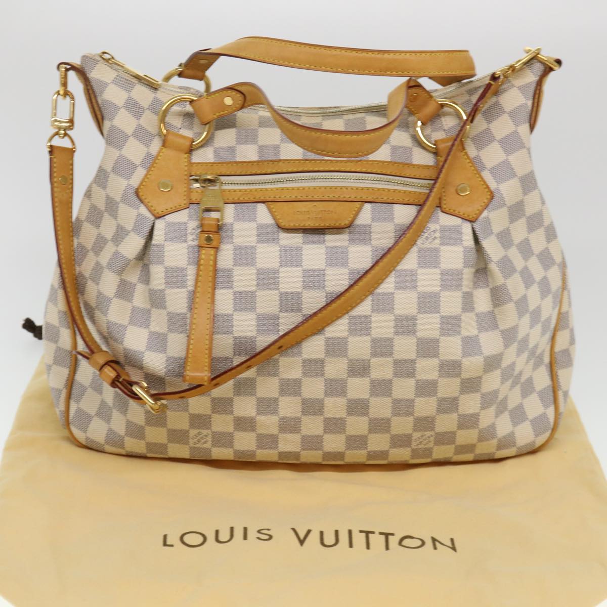 LOUIS VUITTON Damier Azur Ivora MM Shoulder Bag 2way N41133 LV Auth 38982