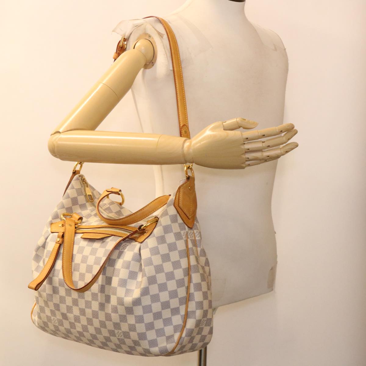 LOUIS VUITTON Damier Azur Ivora MM Shoulder Bag 2way N41133 LV Auth 38982