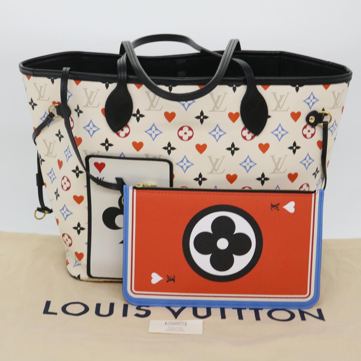 LOUIS VUITTON Monogram Game Neverfull MM Tote Bag White M57462 LV Auth 38983A