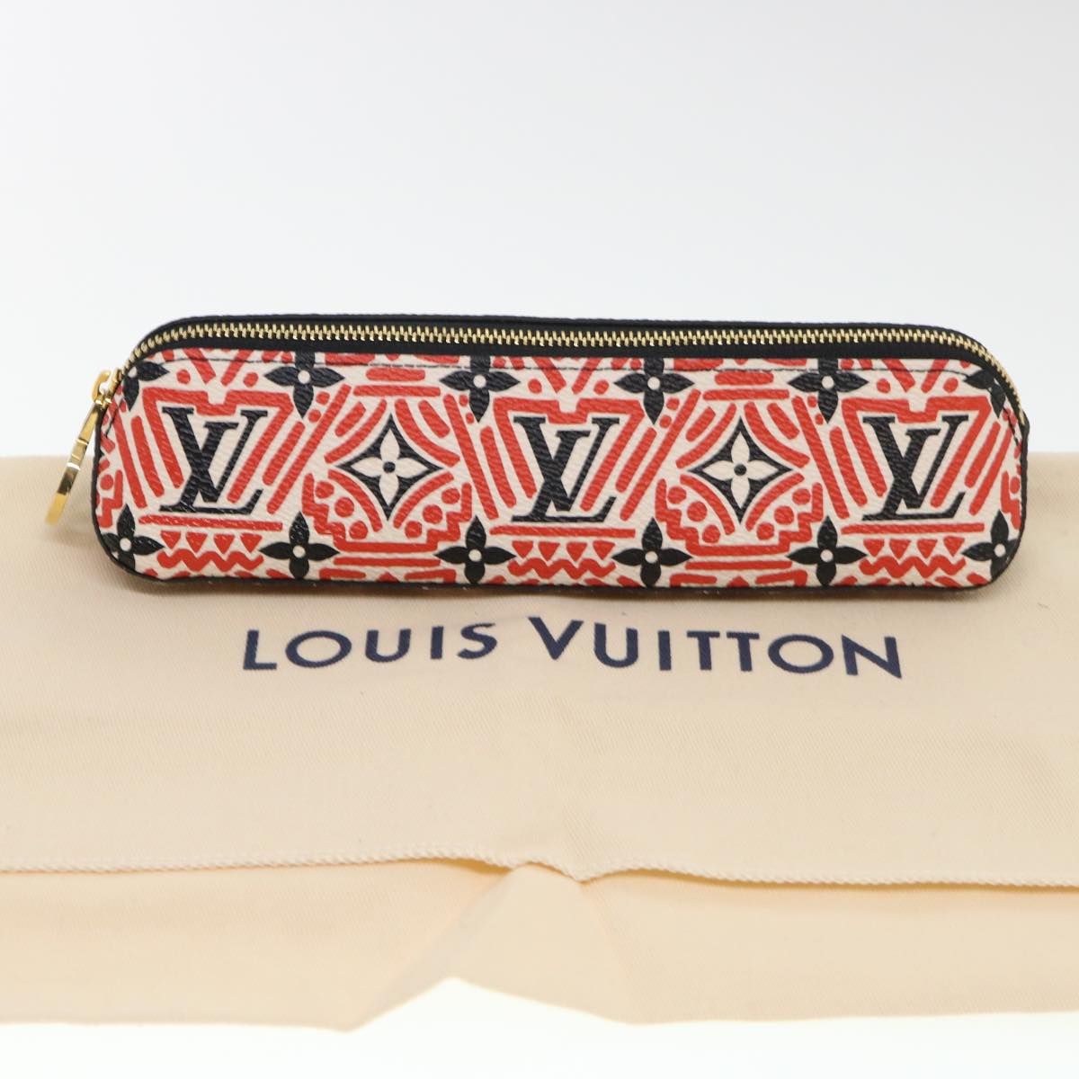 LOUIS VUITTON Monogram Giant Tooth Elizabeth Pen Case Red GI0498 LV Auth 39003