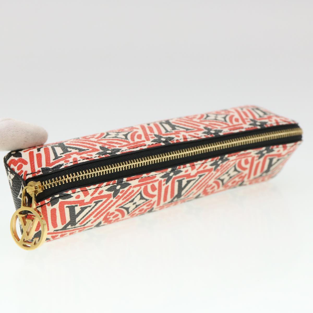 LOUIS VUITTON Monogram Giant Tooth Elizabeth Pen Case Red GI0498 LV Auth 39003