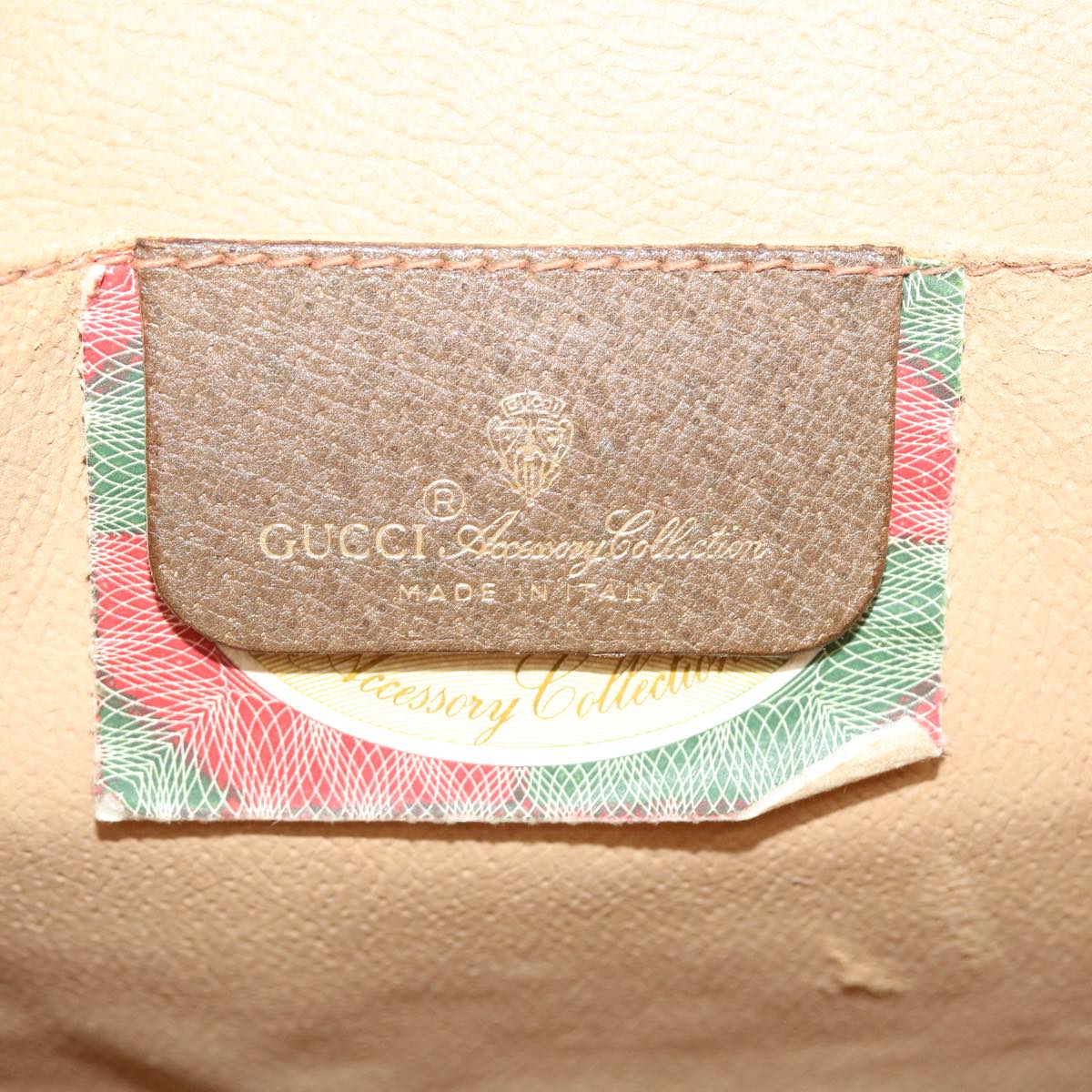 GUCCI Web Sherry Line GG Canvas Clutch Bag PVC Leather Beige Green Auth 39026