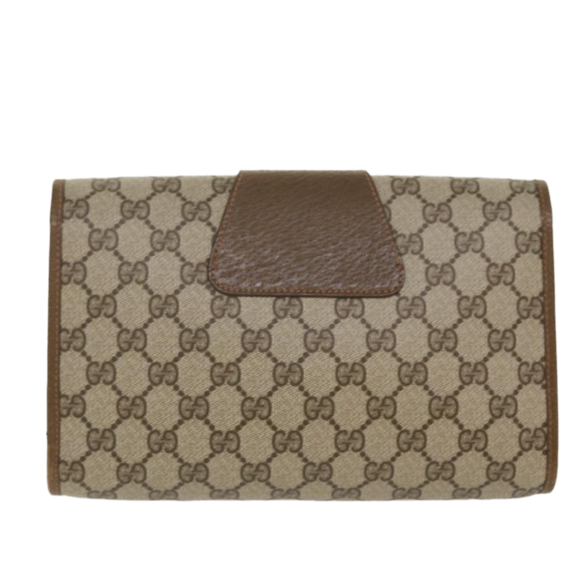 GUCCI Web Sherry Line GG Canvas Clutch Bag PVC Leather Beige Green Auth 39026 - 0