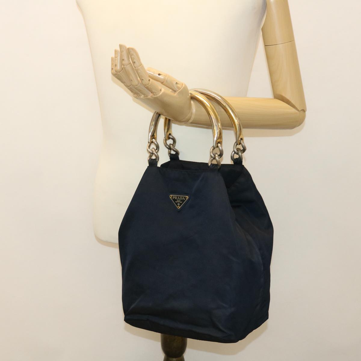 PRADA Hand Bag Nylon Navy Auth 39030